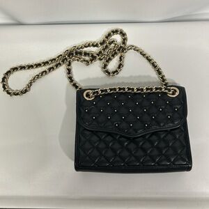 Rebecca Minkoff Black Quilted Crossbody Bag with Gold Chain